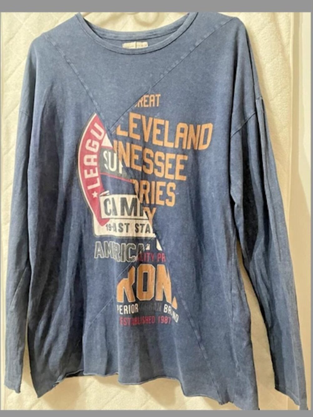 Zara Boys Distressed Patchwork Graphic Long Sleeve T-Shirt Size 13-14 Yrs